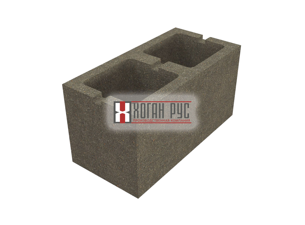 Керамзитобетонный 2-ух пустотный блок Хоган Рус стеновой 390х190х188