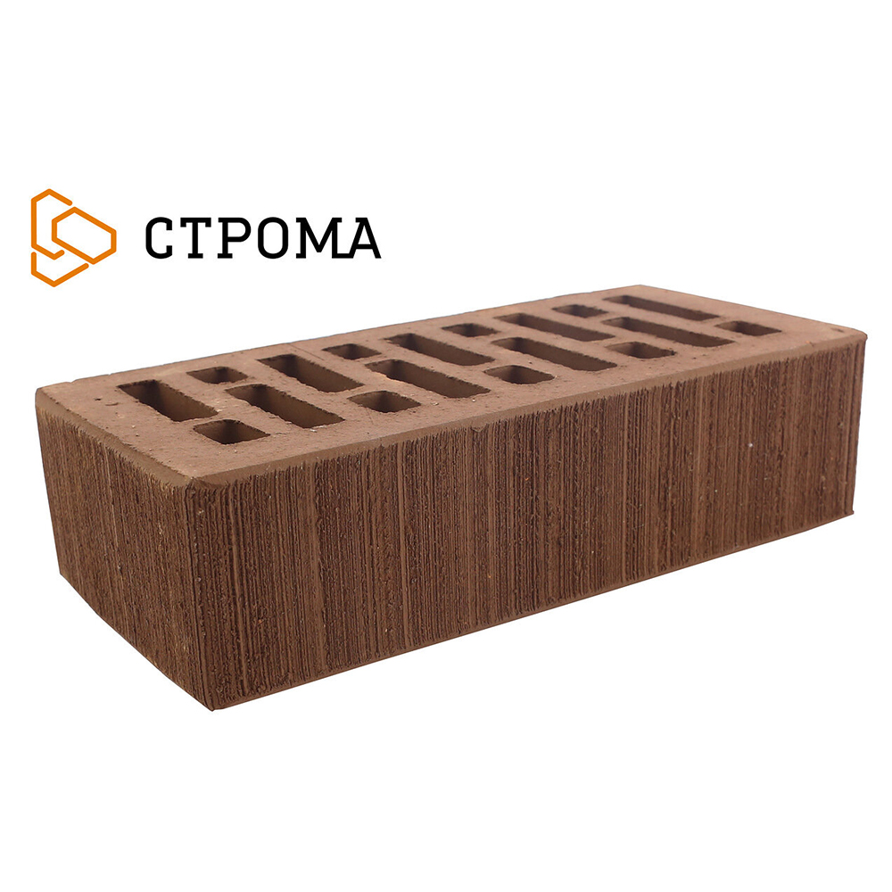 Облицовочный кирпич Строма одинарный 1 НФ Коричневый Бархат