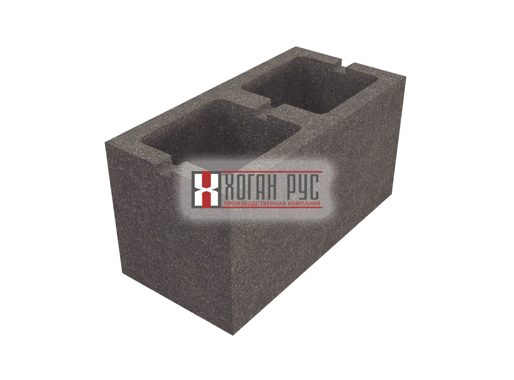 Пескоцементный 2-х пустотный блок Хоган Рус стеновой 390х190х188